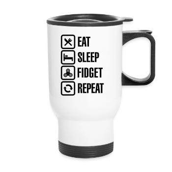 Eat Sleep Fidget Repeat - Fidget Spinner - Thermal mug with handle - white - Front