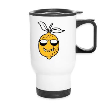 Cool lemon design - Thermal mug with handle - white - Front