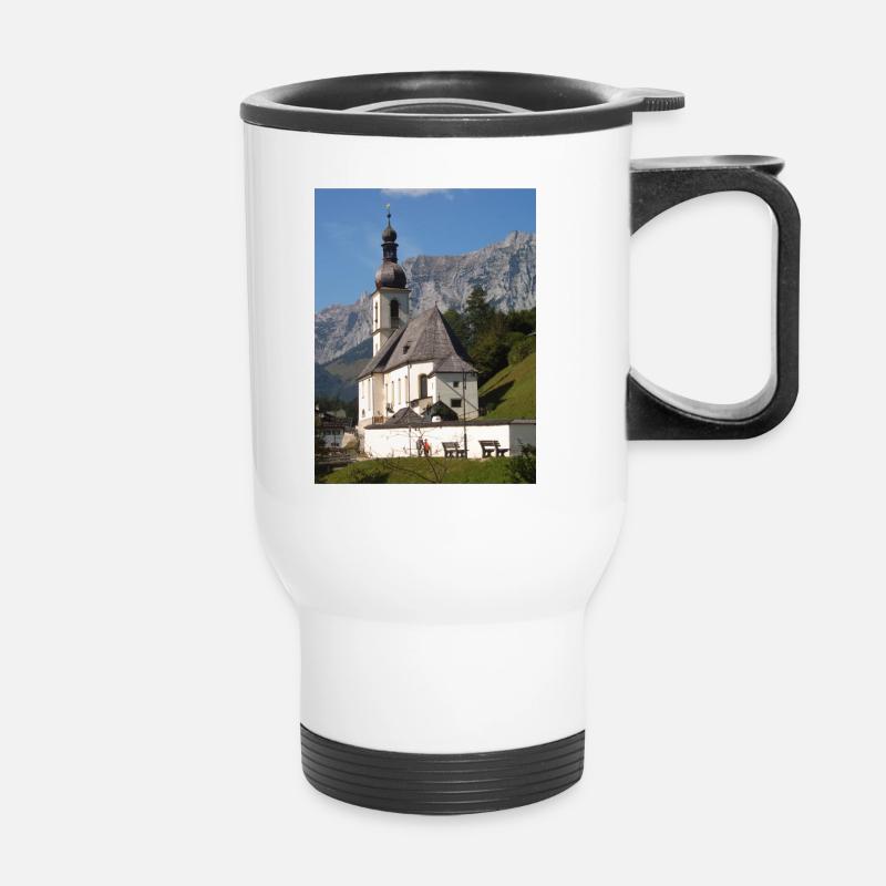 Église de Ramsau près de Berchtesgaden - Tasse isotherme avec poignée - blanc