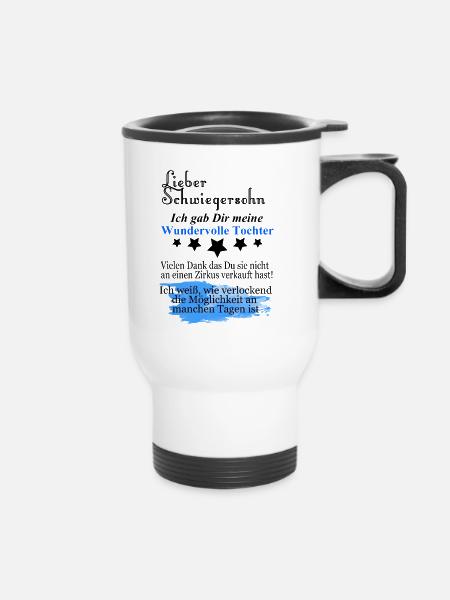 Geschenk an den Schwiegersohn - Thermobecher mit Tragegriff - Weiß