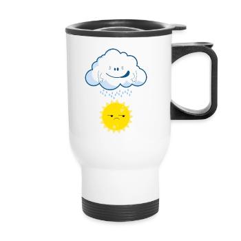 Clouds raining on the sun fun T-Shirt - Thermobecher mit Tragegriff - Weiß - Vorne