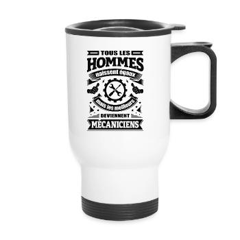 LES MEILLEURS HOMMES DEVIENNENT MÉCANICIENS - Tasse isotherme avec poignée - blanc - Devant