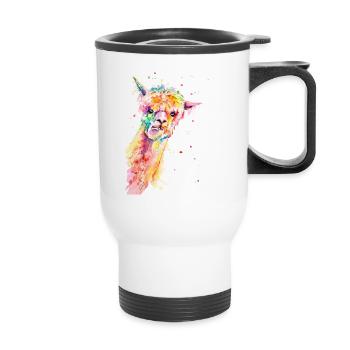 Colorful Alpaca Maurice - Thermal mug with handle - white - Front