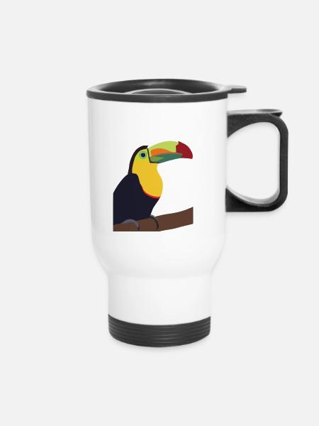 Timmy, der Toucan - Thermobecher mit Tragegriff - Weiß