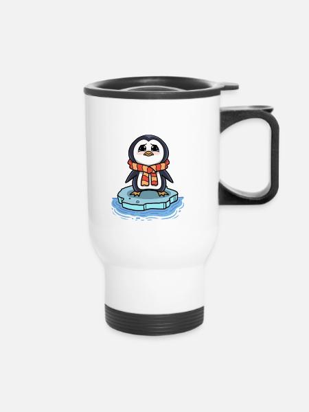 Trauriger Pinguin Eisscholle Klimawandel - Thermobecher mit Tragegriff - Weiß
