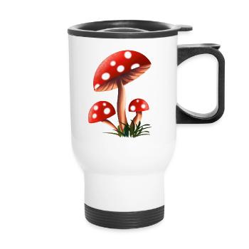 Red Mushroom with White Spots Fly Agaric / Amanita - Thermal mug with handle - white - Front