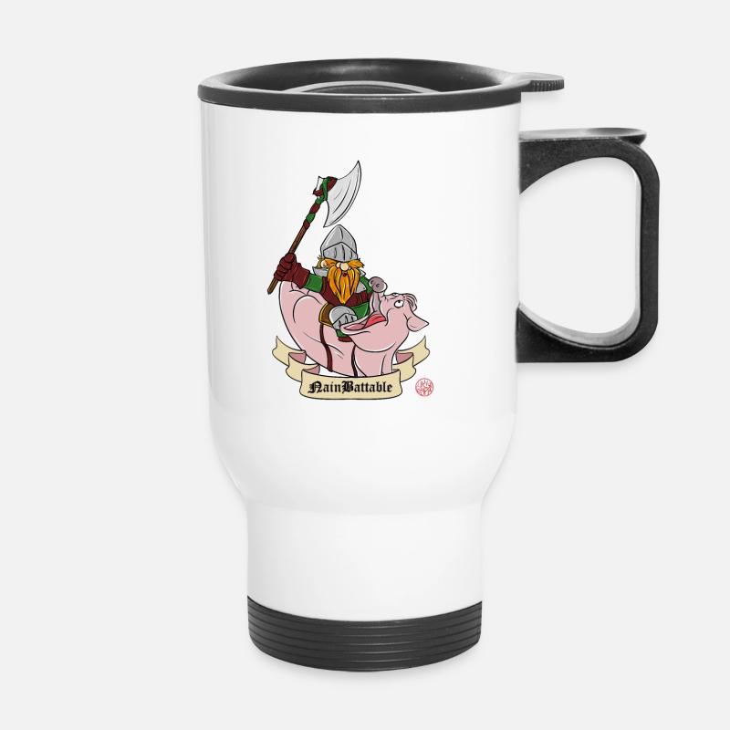 Warrior Dwarf - der schlagbare Zwerg - Thermobecher mit Tragegriff - Weiß