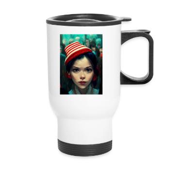 Trouvez la femme de Holger! - Tasse isotherme avec poignée - blanc - Devant