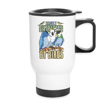 Facilement distrait par les oiseaux Observation des oiseaux - Tasse isotherme avec poignée - blanc - Devant