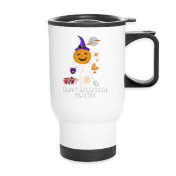 happy hallowwen teacher _ halloween professeur - Tasse isotherme avec poignée - blanc - Devant