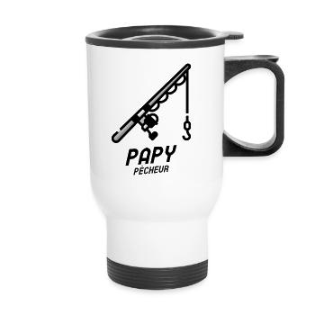 Cadeau papy pêcheur - Tasse isotherme avec poignée - blanc - Devant