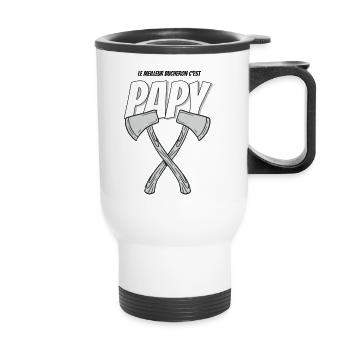 cadeau papy bucheron - Tasse isotherme avec poignée - blanc - Devant