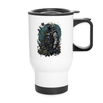 Un astronaute envahi par les plantes - Surréaliste - Tasse isotherme avec poignée - blanc - Devant