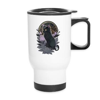 chat noir style gothique - Tasse isotherme avec poignée - blanc - Devant