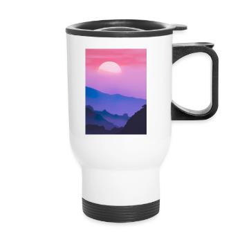 Rosa Sonnenuntergang - Thermobecher mit Tragegriff - Weiß - Vorne