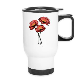 Mohnblumen - Thermobecher mit Tragegriff - Weiß - Vorne