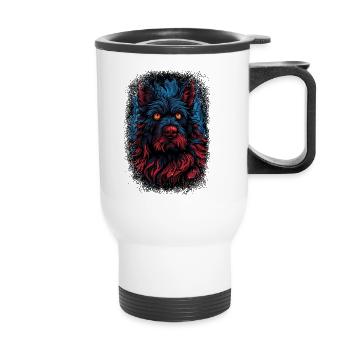 birthday present chihuahua happy mammal dog love - Thermobecher mit Tragegriff - Weiß - Vorne