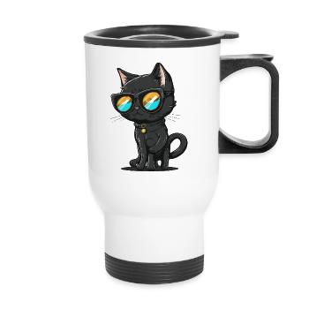 Feline Fashion - Thermal mug with handle - white - Front