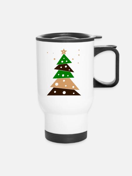 Tannenbaum - Thermobecher mit Tragegriff - Weiß