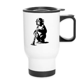 Singe Orchestre Clarinette Street Art Banksy Style - Tasse isotherme avec poignée - blanc - Devant