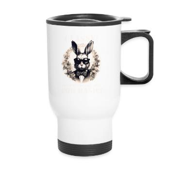 Cooler Hase - Thermobecher mit Tragegriff - Weiß - Vorne