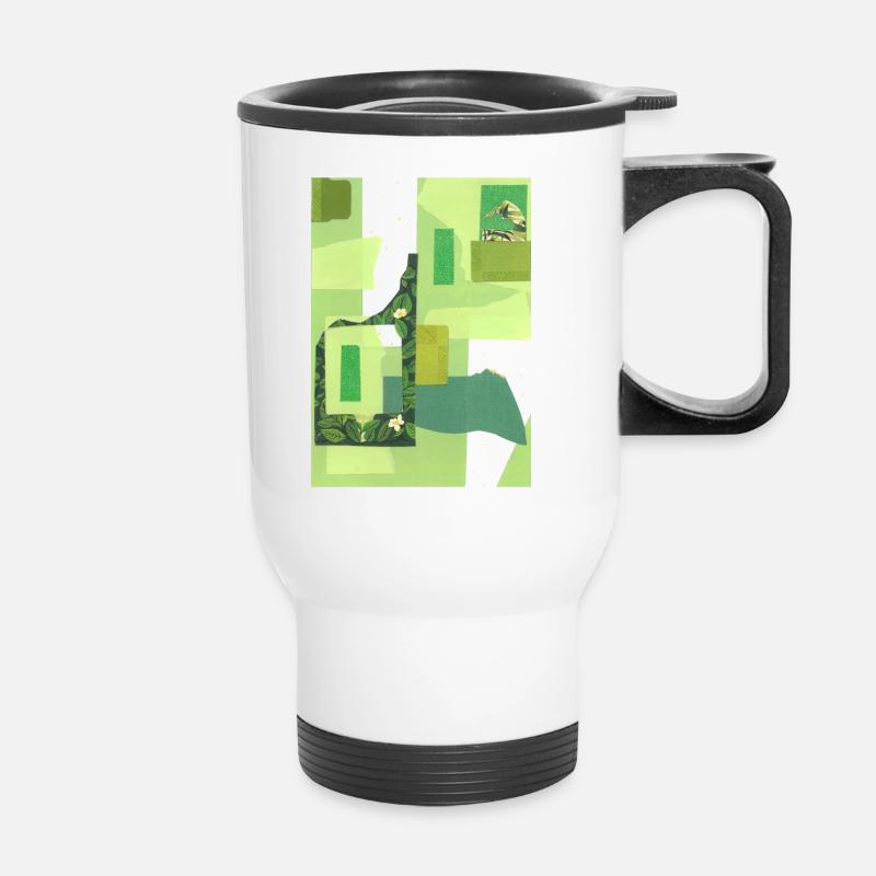Collage verte - Tasse isotherme avec poignée - blanc