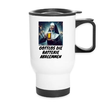 Malle impie débrancher la batterie boire de la bière 1 - Tasse isotherme avec poignée - blanc - Devant