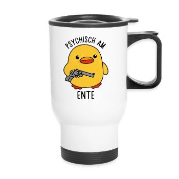 Psychisch am Ente - Thermobecher mit Tragegriff - Weiß - Vorne
