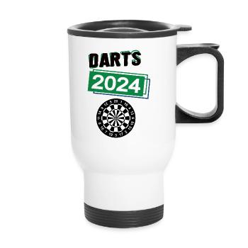 Dart Spieler Darts Team Turnier Mannschaft in 2024 - Thermobecher mit Tragegriff - Weiß - Vorne