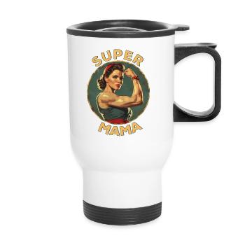 Super Mom - Thermal mug with handle - white - Front