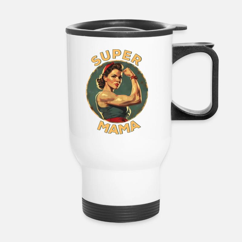 Super Mama - Thermobecher mit Tragegriff - Weiß