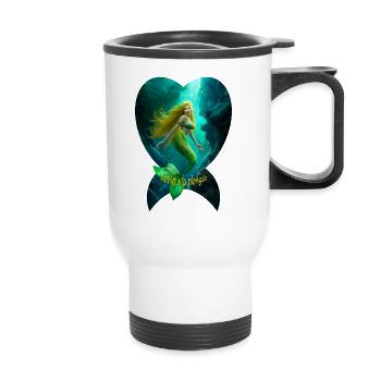 sirène addict à la plongée (poisson) - plongeur - Tasse isotherme avec poignée - blanc - Devant