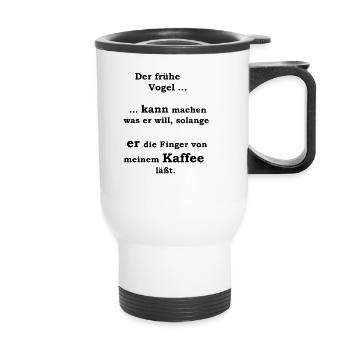 Der frühe Vogel - Thermobecher mit Tragegriff - Weiß - Vorne