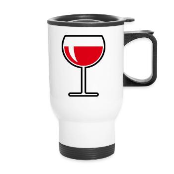 Rotweinglas Rund Zu (Rotwein / Wein / 2C) - Thermobecher mit Tragegriff - Weiß - Vorne