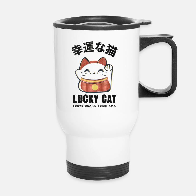 Lucky Cat - Thermal mug with handle - white