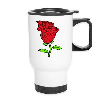 Jolie belle fleur de rose feuille roses romantique - Tasse isotherme avec poignée - blanc - Devant