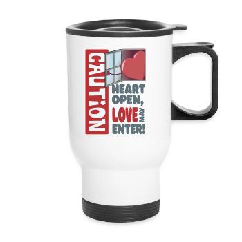 Heart open, love may enter (Valentine's Day) - Thermal mug with handle - white - Front