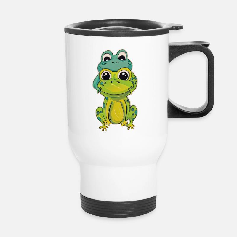 Two frog friends - Thermal mug with handle - white