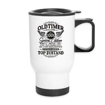 Oldtimer Baujahr 2005 Jahrgang Geburtstag Geschenk - Thermobecher mit Tragegriff - Weiß - Vorne