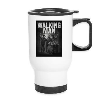 Walking Man – Funny Men's Day Design – Men's Day - Thermal mug with handle - white - Front