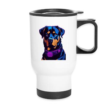 Neon Rottweiler Digital Art - Thermal mug with handle - white - Front