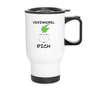 Moody onion - Thermal mug with handle - white - Front