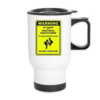 Warnung! Papa macht Krav Maga! - Thermobecher mit Tragegriff - Weiß - Vorne