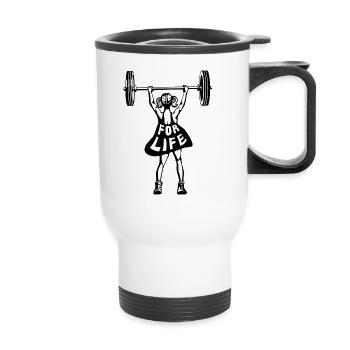 Women's Weights T-Shirt Fitness For Life - Thermal mug with handle - white - Front