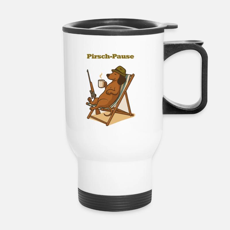 Pirsch-Pause deluxe - Thermobecher mit Tragegriff - Weiß