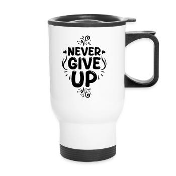 Never_give_up - Thermal mug with handle - white - Front