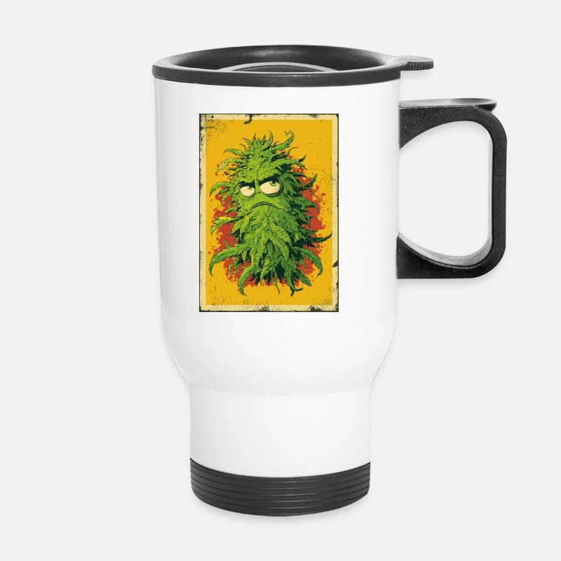 Grumpy Leaf Pop Art Cannabis - Thermal mug with handle - white