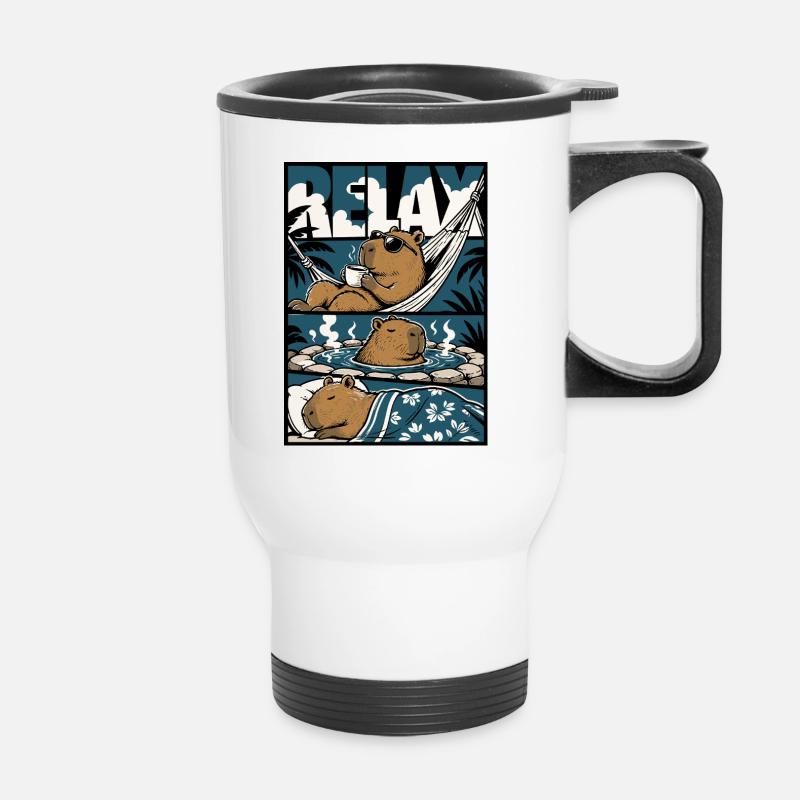Motif de bien-être Relax Capybara - Tasse isotherme avec poignée - blanc