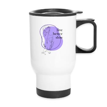 Purple Line Art: Calm in Form - Thermal mug with handle - white - Front