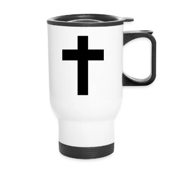 Cross - Jesus - Thermal mug with handle - white - Front